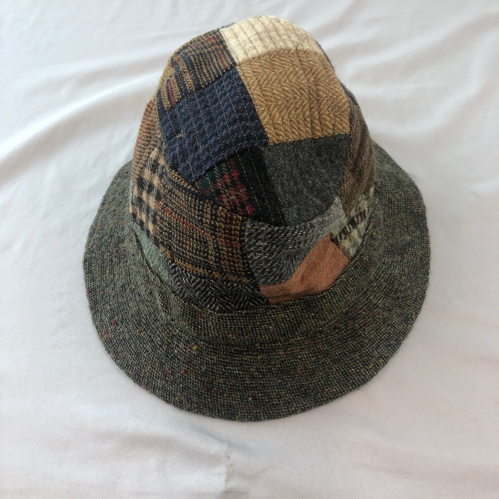 John Molloy Donegal Tweed Patchwork Bucket Hat Wool Ireland Walking Hat Large